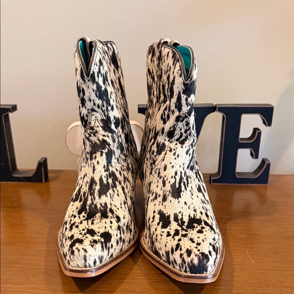 Myra Bag Monochrome Ankle Booties with Teal Accent